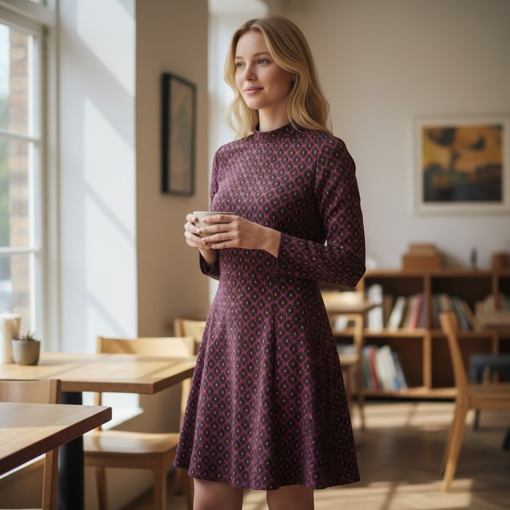Trina Turk Leela Dress XL Plum Geometric Jacquard